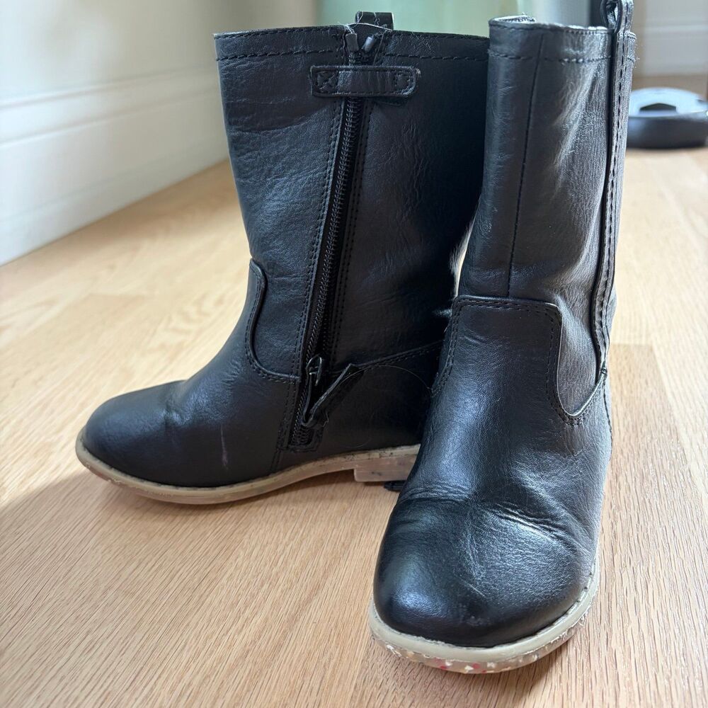 Cat & Jack Black Girls Boots with Zipper